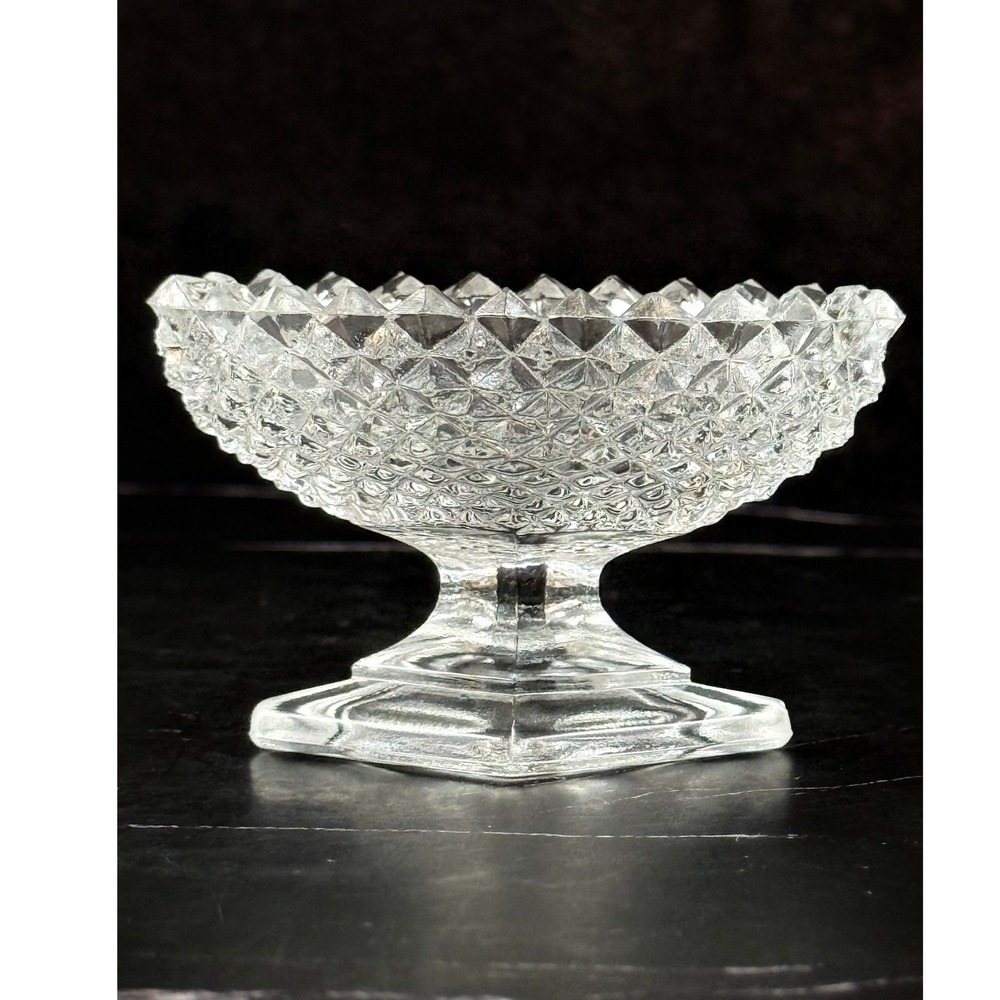 VTG Westmoreland English Hobnail Cut Crystal Mini Salt Cellar Nut Dish MINT!